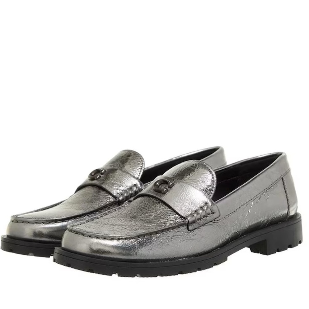 Coach Jocelyn Crinkle Leather Logo
 Silver Loafers Size 6 NWT‎ - Picture 14 of 14